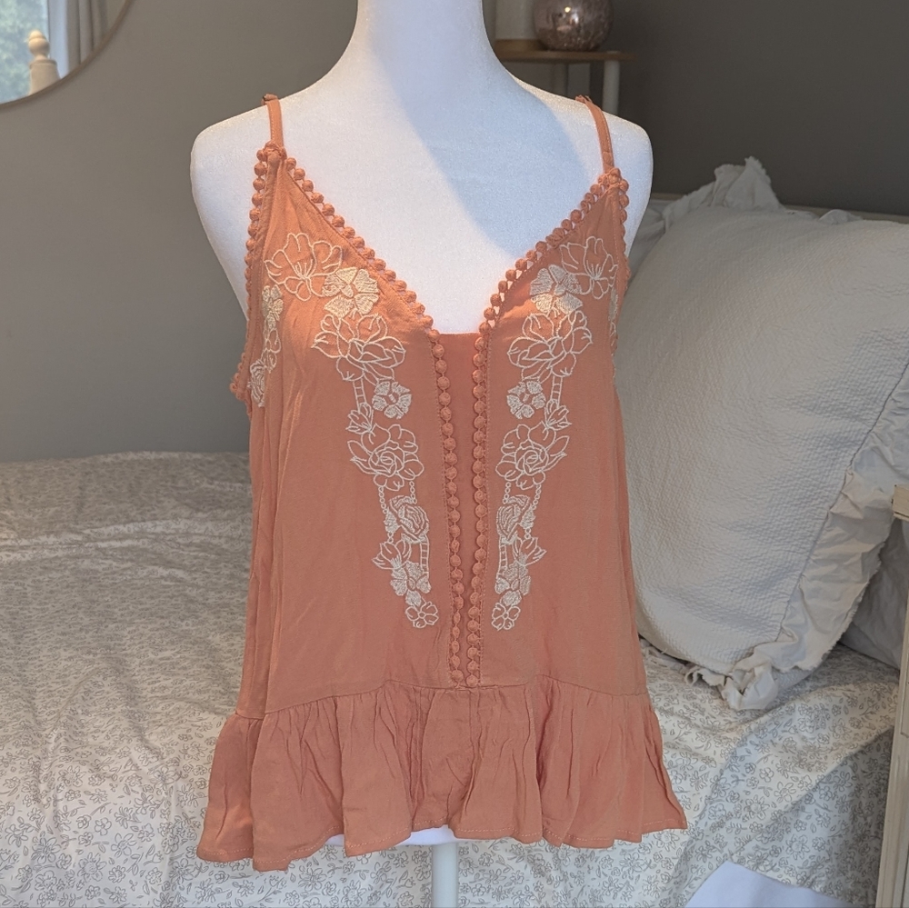Love on a Hanger Coral Embroidered Camisole